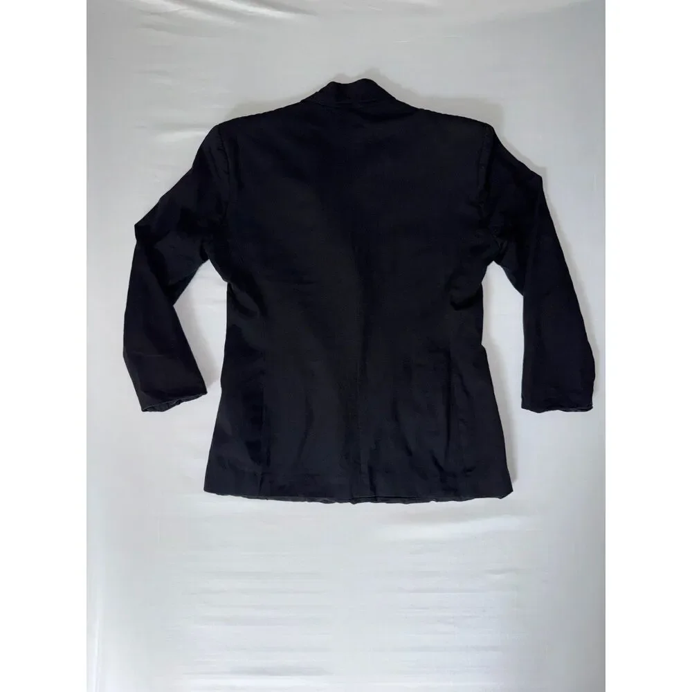 Vintage Black Blazer | Statement High-Heel Embroidery | Size Medium